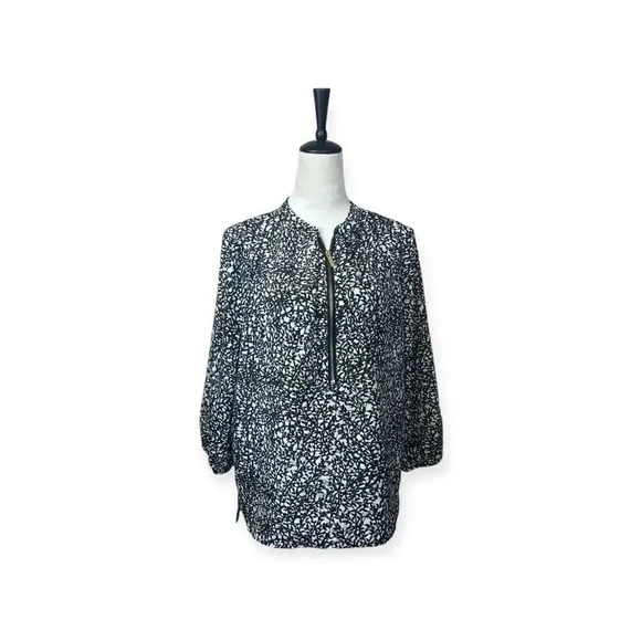 Michael Kors leaf print top with zipper size 10 - Picture 2 of 12